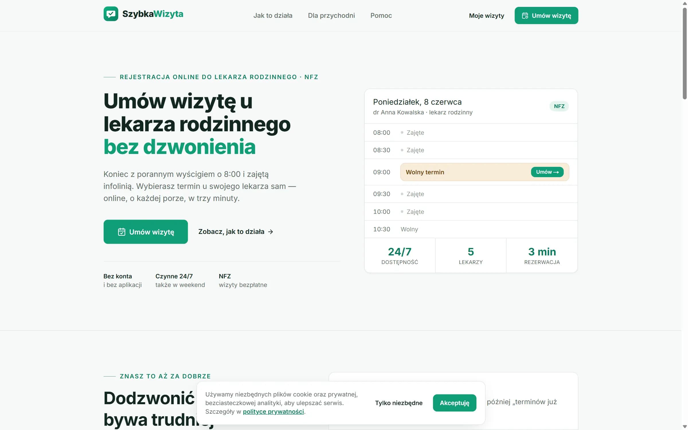 Szybka Wizyta — zrzut ekranu produktu