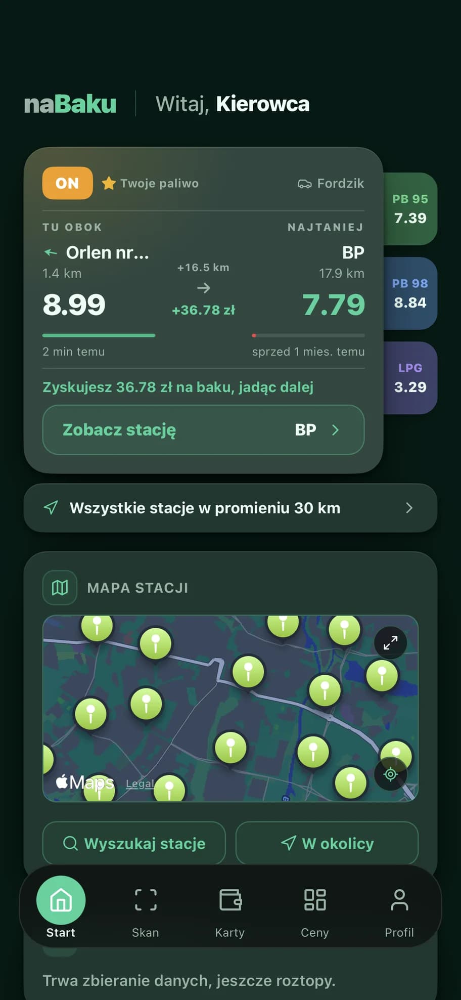 NaBaku, ekran aplikacji